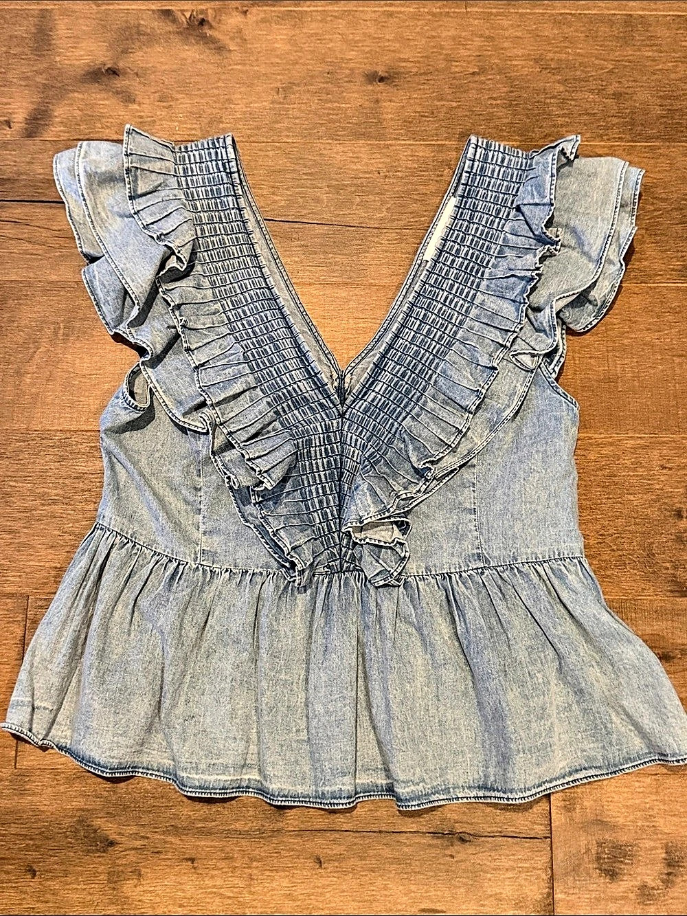 Anthropologie Girls Denim Ruffle Dress Size XS Like New